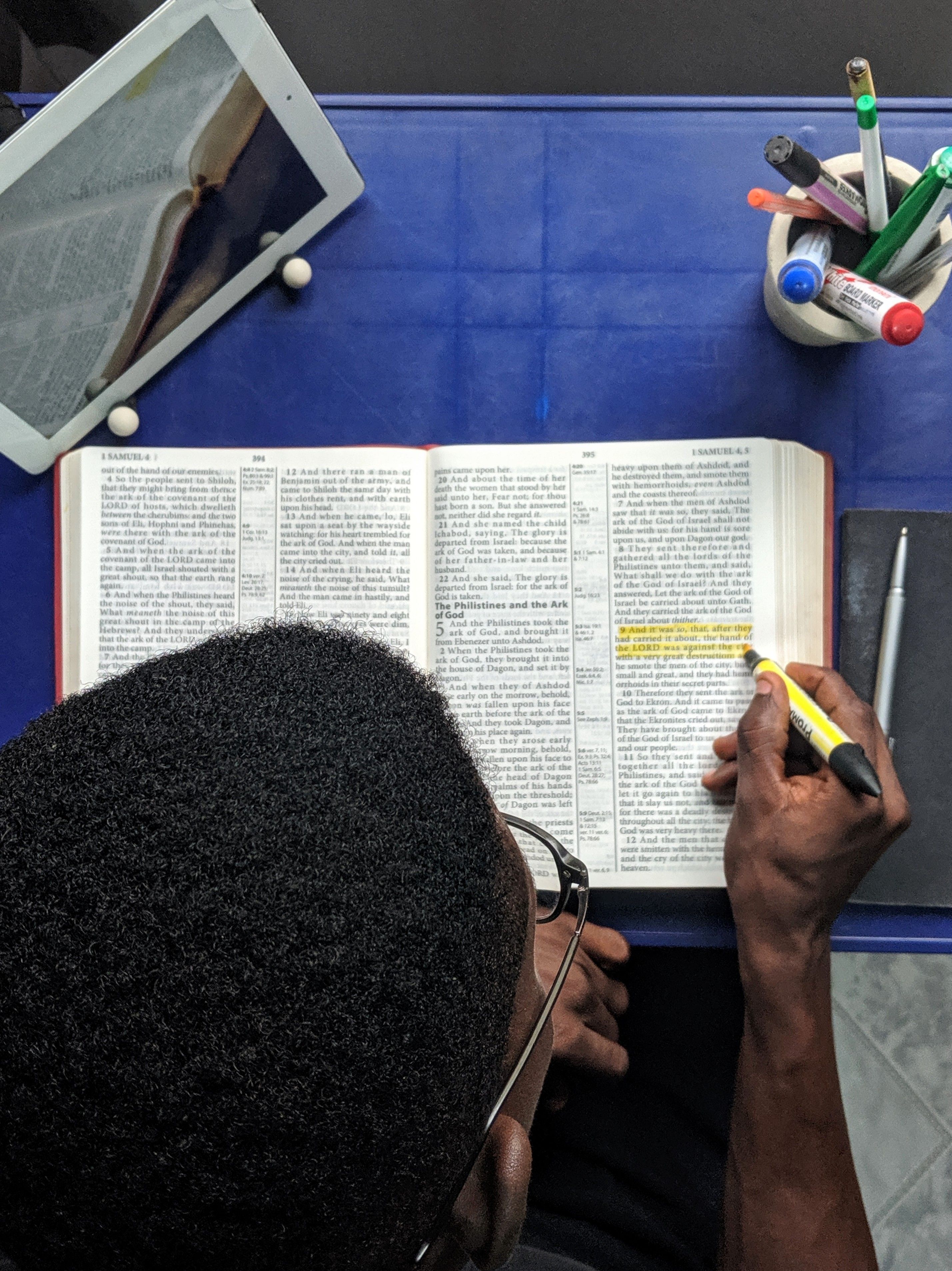 Student preparing for an examination