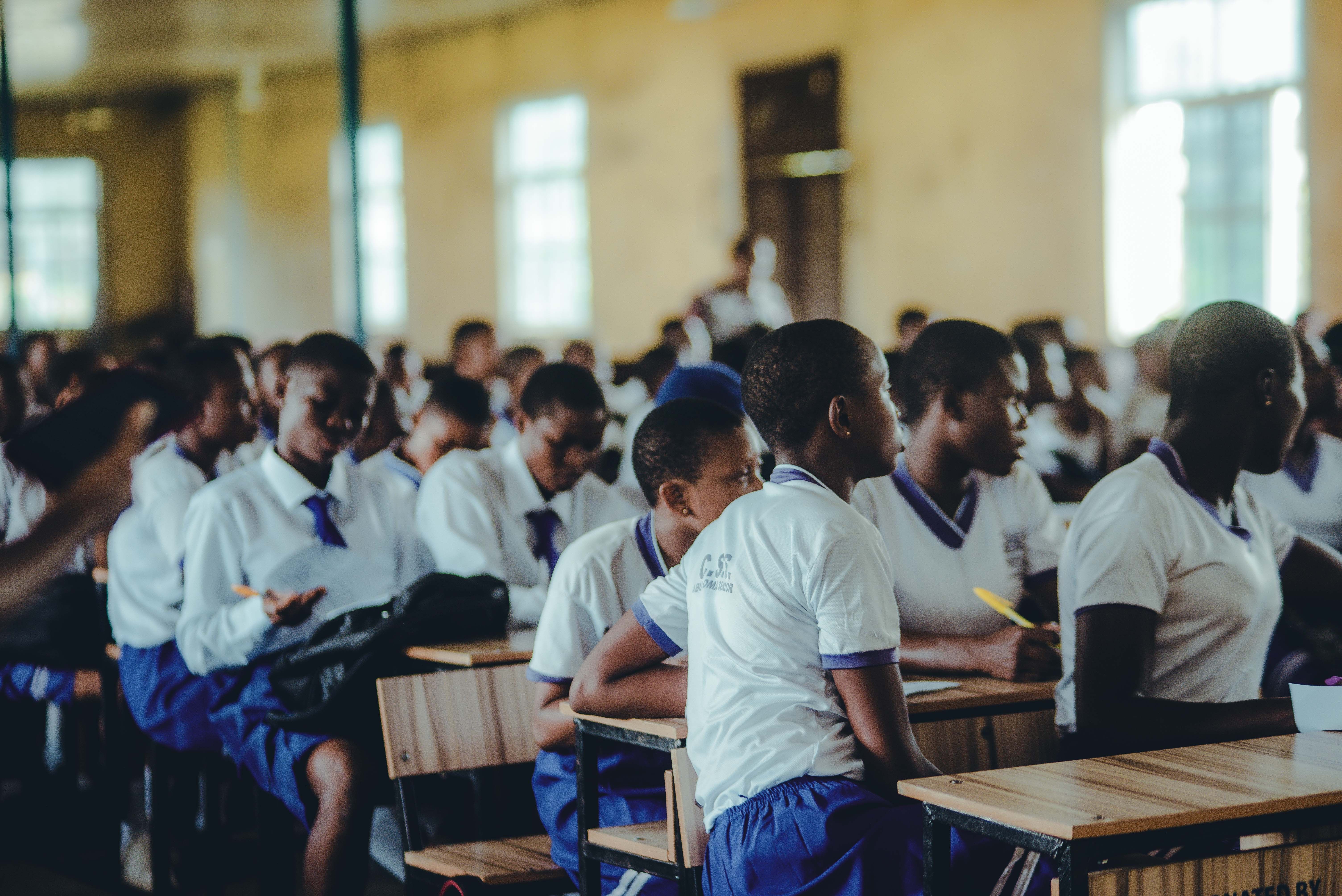 Students attending a secondary school class
