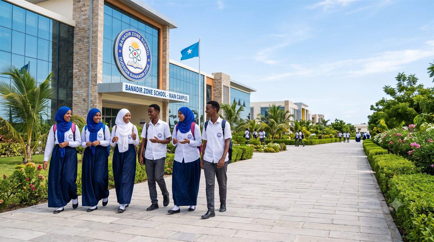 The Banadir Zone School community outside the campus